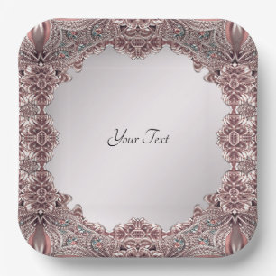 Pink Ornamental Paper Plate