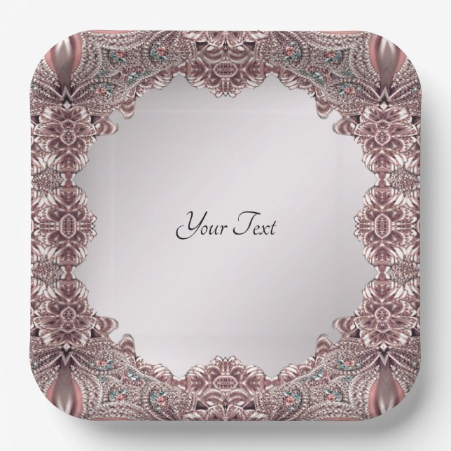 Pink Ornamental Paper Plate (Front)