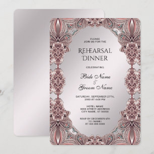 Pink Ornamental Rehearsal Dinner Invitation