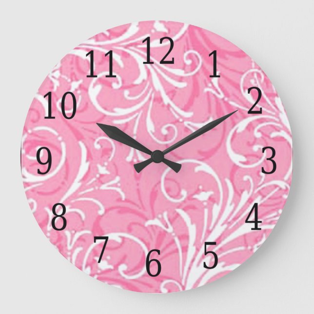 Pink Ornamental Round Clock (Front)