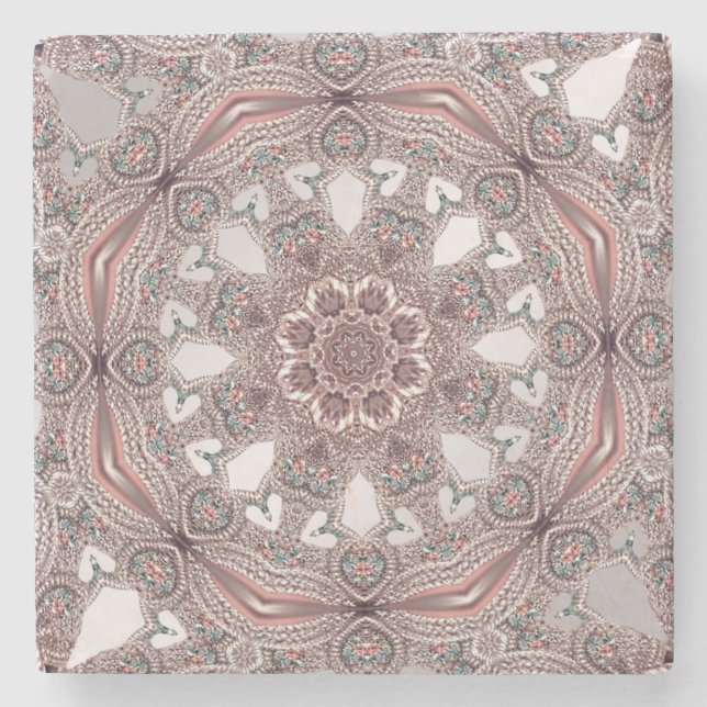 Pink Ornamental Stone Coaster (Front)