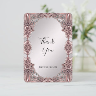 Pink Ornamental Thank You Card