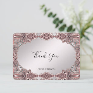 Pink Ornamental Thank You Card