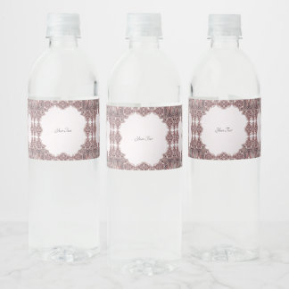 Pink Ornamental Water Bottle Label