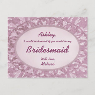 Pink Ornamental - Will You Be My Bridesmaid? Invitation Postcard