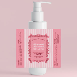Pink Ornate Bow Frame Shampoo Bottle Label