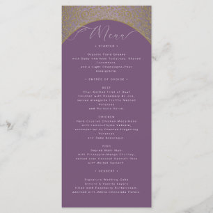 Pink Ornate Damask Wedding Menu Card