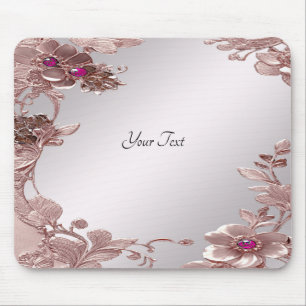 Pink Ornate Floral Mousepad