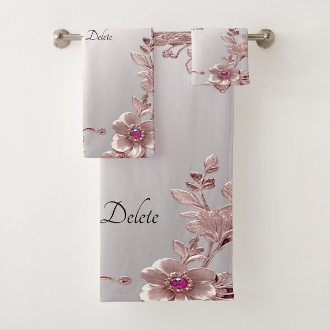Pink Ornate Floral Towel Set (Insitu)