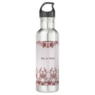 Pink Ornate Floral Water Bottle