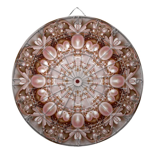 Pink Ornate Pearl and Floral Dartboard (Front)