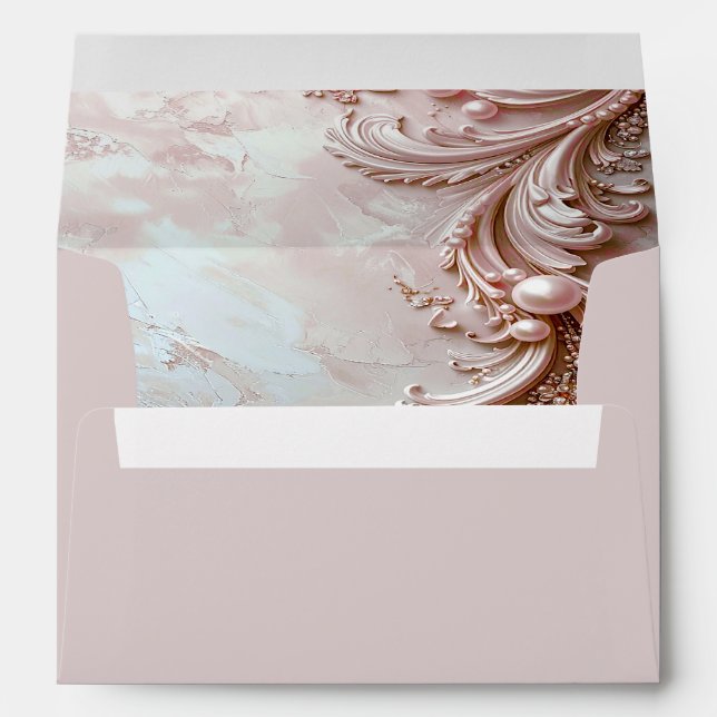 Pink Ornate Pearl and Floral Envelope (Back (Bottom))