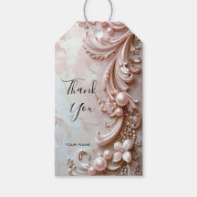 Pink Ornate Pearl and Floral Gift Tag