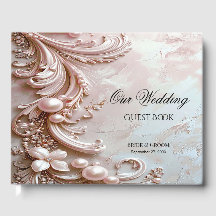 Pink Ornate Pearl and Floral Guest Book