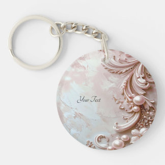 Pink Ornate Pearl and Floral Keychain
