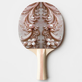 Pink Ornate Pearl and Floral Ping Pong Paddle
