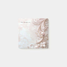Pink Ornate Pearl and Floral Post it Notes
