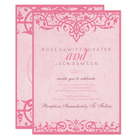 Pink Ornate Wedding Invitations