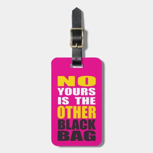 Pink Other Black Bag Luggage Tag (Front Vertical)