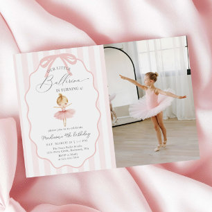 Pink Our Little Ballerina Ballet Birthday Photo Invitation