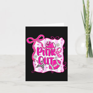 Pink Out Breast Cancer Footll Coquette Bow Mom Gir Card
