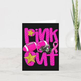 Pink out football pink ribbon breast cancer card