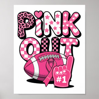 Pink Out Footbyll Game Day Awareness Ribbon  Poster
