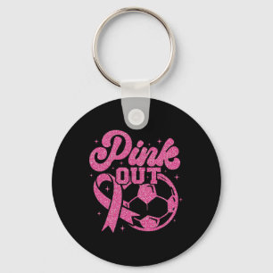 Pink Out Kick For A Cure Soccer Breast Cancer Pink Keychain