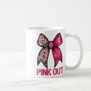 Pink Out Leopard Bow Footbyll Breast Cancer Awaren Coffee Mug