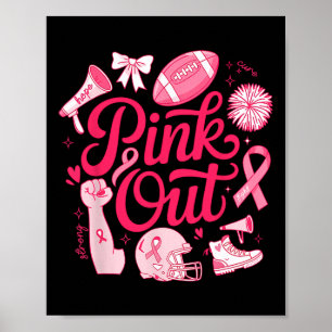 Pink Out Shirt Men Boy Kids Footll Breast Cancer A Poster