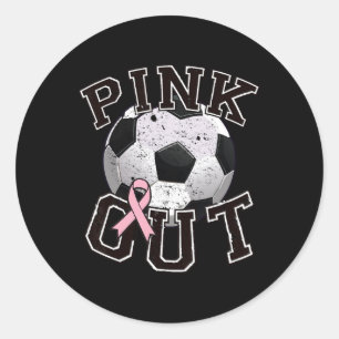 Pink Out Soccer Team Breast Cancer Awareness Month Classic Round Sticker