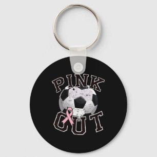 Pink Out Soccer Team Breast Cancer Awareness Month Keychain