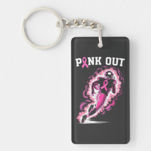 Pink Out Tackle Breast Cancer American Football Keychain
