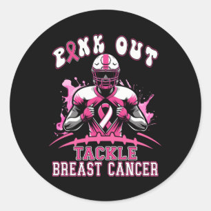 Pink Out Tackle Breast Cancer Awareness American Classic Round Sticker