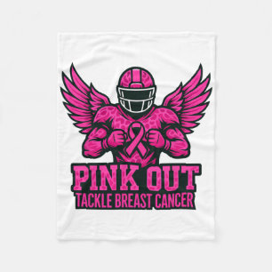 Pink Out Tackle Breast Cancer Awareness American F Fleece Blanket