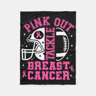 Pink Out Tackle Breast Cancer Awareness Ribbon Foo Fleece Blanket