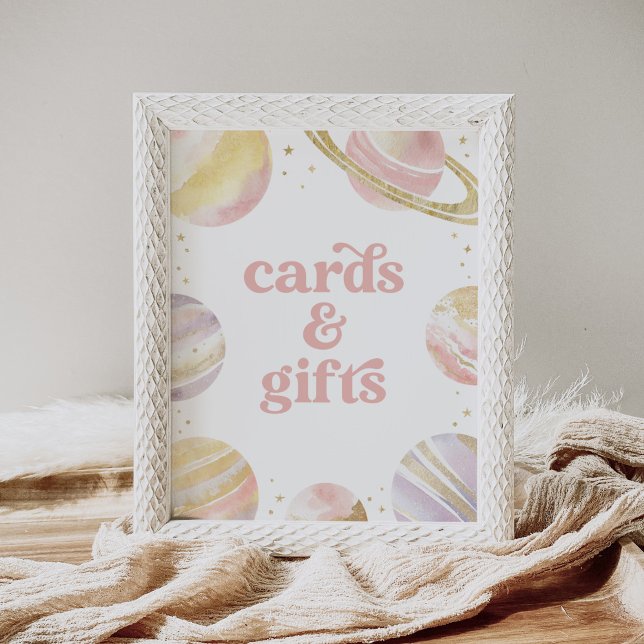Pink Outer Space Girl Birthday Cards and Gifts Poster (Creator Uploaded)