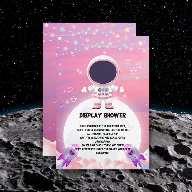 Pink Outer Space Little Explorer Baby Shower  Enclosure Card (Creator Uploaded)