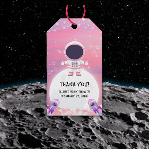 Pink Outer Space Little Explorer Baby Shower Gift Tags