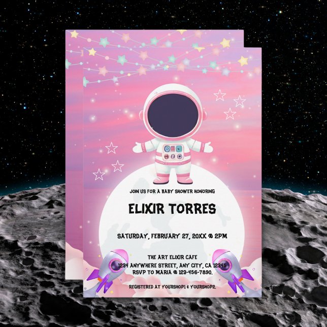 Pink Outer Space Little Explorer Baby Shower  Invitation (Creator Uploaded)