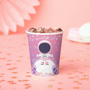 Pink Outer Space Little Explorer Baby Shower  Paper Cups