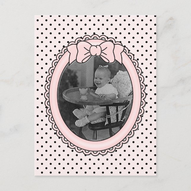 Pink Oval Frame with Bow - Customize with Your Pic Postcard (Front)
