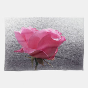 pink over grey kitchen towel