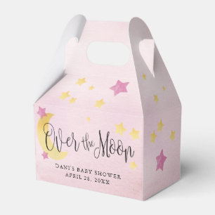 Pink Over the Moon, Baby Shower Moon Stars Favor Box