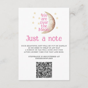 Pink Over the Moon Just a Note Baby Shower Enclosure Card