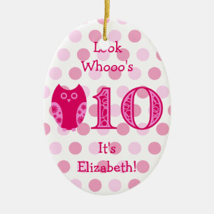 Pink Owl 10th Birthday Photo Ornament