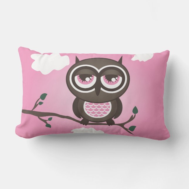 Pink Owl  American Mojo Throw Pillow (Front)