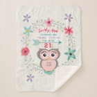 Pink Owl Baby Girl Stats Watercolor Wreath
