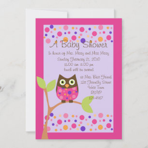 Pink Owl Baby Shower Invitation-hotpink by request Invitation