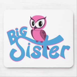 Pink Owl Big Sister Mouse Pad